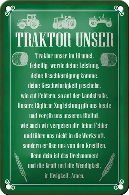 Produktbild von Blechschild Spruch 12x18cm Traktor unser in Ewigkeit Amen