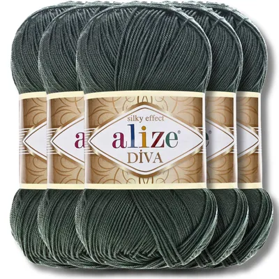 Produktbild von Alize 5x 100g Diva Wolle, Uni, Häkeln, Stricken (131)