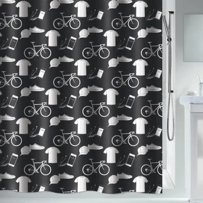 Immagine prodotto di Tenda da doccia Spirella, in poliestere, motivo patchwork, 240 x 180 cm, colore nero