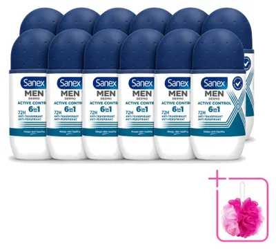 Image de 12 déodorants roll-on Sanex Men Active Control, 53 ml - Lot de 12