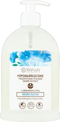 Produktbild von BARWA hypoallergene traditionelle polnische graue Flüssigseife mit Leinenextrakt 500ml