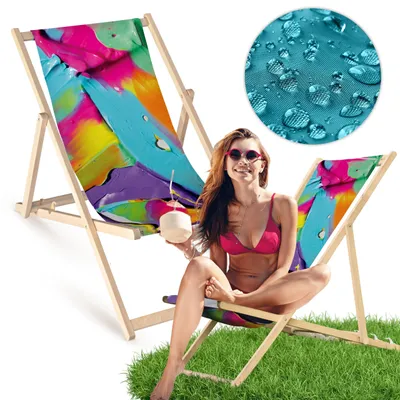 Holz Liegestuhl klappbar „Farbige Lacke“ – Gartenstuhl Relaxstuhl Sonnenliege bunt Balkon Terrasse