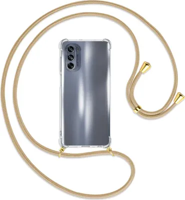 Produktbild von Handykette Backcover-Schutzhülle mit Band (Metall goldfarben) für Motorola Moto G62 5G (6.5'') - caramel