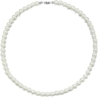 Immagine prodotto di Collana di perle bianche, 8 mm di diametro, lunghezza 45 cm, gioiello per uomo e donna