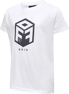Produktbild von hummel hmlOFFGRID Baumwolle JERSEY S/S KIDS - WHITE/FORGED IRON - 128