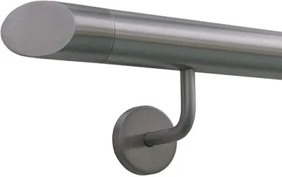 Image de Rampe en acier inoxydable de 33,7 mm, garde-corps de 0,3 à 6 mètres, longueur 450 cm, avec embout incliné et supports angulaires