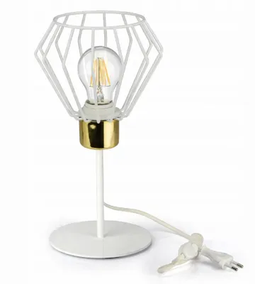 Obrázek produktu pro Luxolar stolní lampa z kovového drátu bílo-zlatá E27 60W - LOFT noční lampa s vypínačem v glamour designu do ložnice, obývacího pokoje