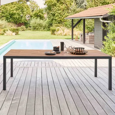 Produktbild von Gartentisch aus keramischem Holzdielen-Effekt - Oviala Tivoli