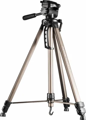 Produktbild von Mantona Basic Travel Pro III Fotostativ – großes, leichtes Aluminium Dreibein Videostativ mit Schnellwechselplatte, Höhe 55 bis 146 cm, Traglast 3 kg, leichte 1,07 kg, Bronze, mit Tasche