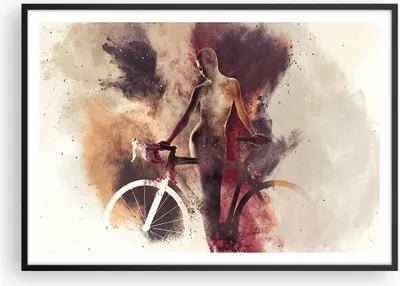 Produktbild von Gerahmtes Poster - Schwarzer Rahmen - Körper Mädchen Fahrrad Illustration - 100x70 cm - Wand Bild - Wanddeko - Wandbilder - Wandposter - Bilderrahmen - Bilder - Kunstdruck - P2BAA100x70-3136