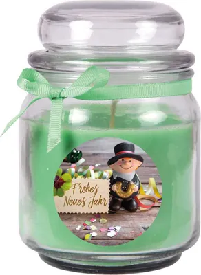 Zdjęcie produktu dla Świeca zapachowa HS Candle "New Year" w słoiku - wiele motywów do wyboru, świeca zapachowa jako idealna dekoracja noworoczna
