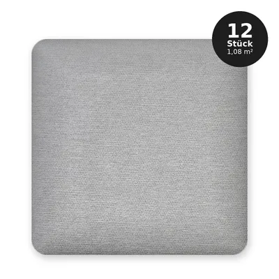 Produktbild von Polsterpaneele 30x30 cm - Set 12 Stück (1,08 m²) - Wandpaneele - Dekorationspaneele - Akustikpaneele - Paneele GRAU