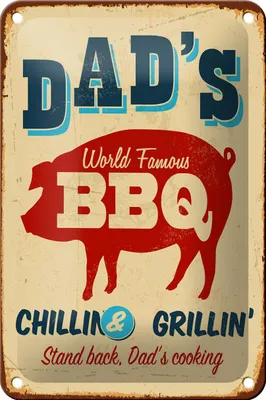 Produktbild von Blechschild Retro 12x18cm dad`s world famous BBQ grillin