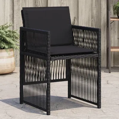 Produktbild von Möbel Gartenstühle mit Kissen 4 Stk. Schwarz Poly Rattan - Gartenstühle 364967