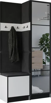 Produktbild von KIER FURNITURE Kleiderschrank EDEN, Schlafzimmer Schrank, Garderobeschrank, Flurschrank Weiß & Schwarz 106,4x205x39 cm