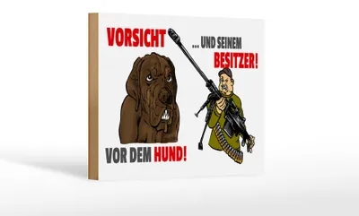 Produktbild von Holzschild Hinweis 18x12cm Vorsicht vor Hund und Besitzer