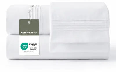 Produktbild von Bettwäsche-Set 4-teilig Atmungsaktiv Spannbettlaken Kissenbezüge 150x200 cm Weiß