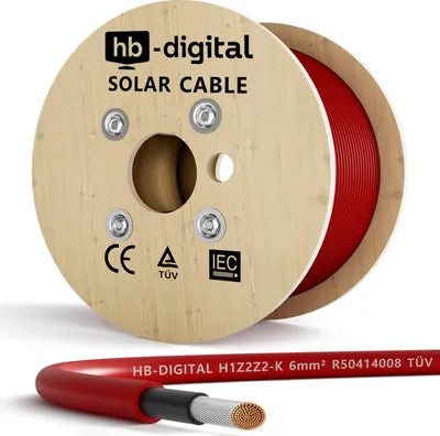 Produktbild von 500m Solarkabel 6 mm² H1Z2Z2-K Photovoltaik Kabel für Solaranlagen rot