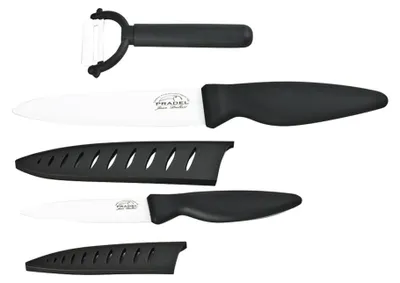 3-teiliges Küchenmesser-Set, Keramikgriff, schwarz, 28 cm
