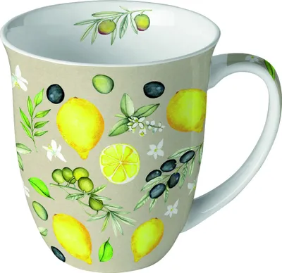 Produktbild von Porzellan-Becher 0,4 L - Olives and lemon