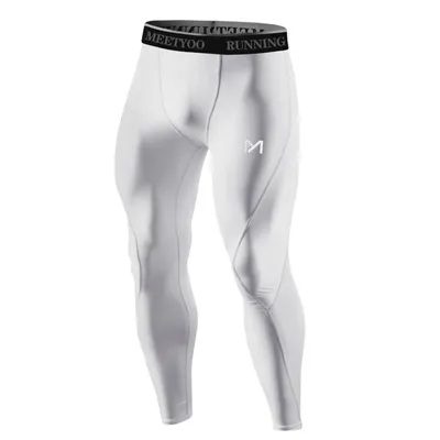 Produktbild von Herren Leggins Leggings Kompressions Hose Laufhose Tights Workout Fitness lang M Weiß