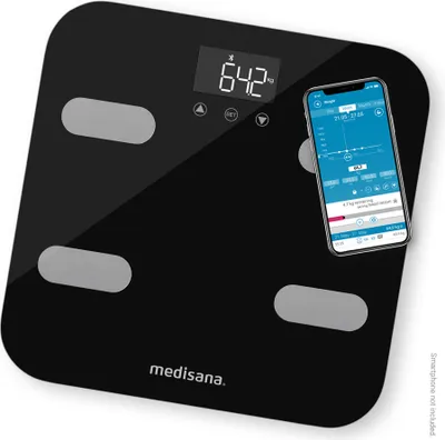 Zdjęcie produktu dla Medisana BS 602, Elektroniczna waga osobista, 180 kg, 100 g, Czarny, kg/lb, ST, Kwadrat