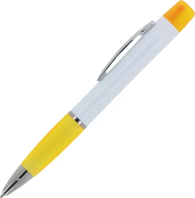 Produktbild von Kugelschreiber / mit dreifarbigen Textmarker / Farbe: weiß-gelb