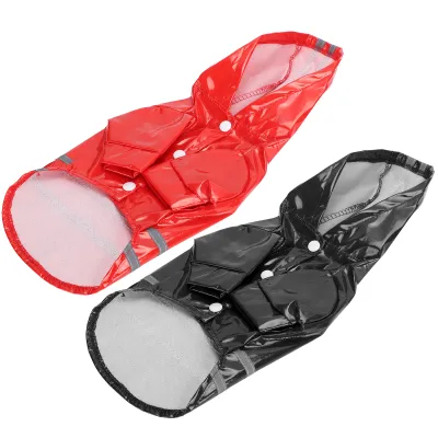 Obrázek produktu pro Pláštěnka pro domácí mazlíčky, pláštěnka pro psy s reflexními pruhy, prodyšná, voděodolná, s kapucí (červená, černá, velikost M)