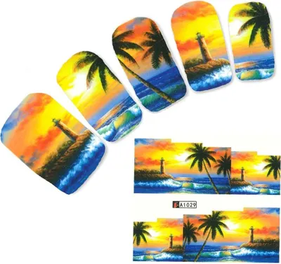 Produktbild von Tattoo Nail Art Meer Sonnenuntergang Aufkleber Nagel Sticker
