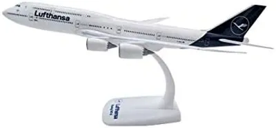 A model airplane on a stand.