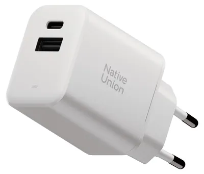 Produktbild von Native Union, GaN Wandladegerät mit USB-C und USB-A Power Delivery 45 W, Weiß