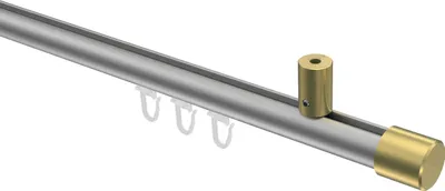 Produktbild von Interdeco Innenlaufstange / Gardinenstange mit Innenlauf Silbergrau / Messing-Optik, Typ Sonius Santo (Kappe) Deckenmontage, 20 mm Ø 1-läufig, 200 cm