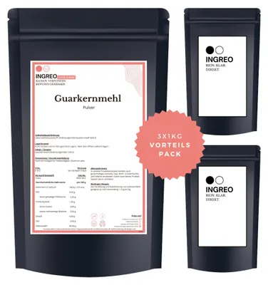 Produktbild von Guarkernmehl - Guar Gum Pulver (4-100 Mesh) – 3kg (3X1kg)