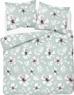 Obrázok produktu pre Súprava posteľnej bielizne 220x200 saténové mikrovlákno kvety mäta