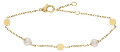 Boccia 03060-02 Damen-Armband Titan Goldfarben mit Perlen 1