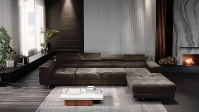 Produktbild von FurMeb24 ECKSOFA LAZZANO MAXI MONOLITH 20 - rechte seite - BRAUN - mit bettkasten und schlaffunktion