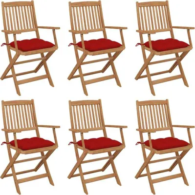 Produktbild von Klappbare Gartenstühle 6 Stk. mit Kissen Massivholz Akazie