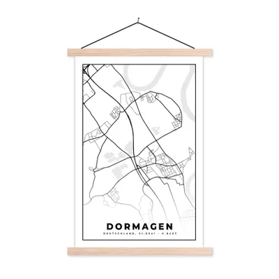 Produktbild von MuchoWow® Textilposter Karte - Dormagen - Stadtplan 120x180 cm mit holzfarbenen Rahmen - Textil-Plakat