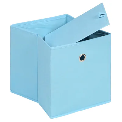 Produktbild von Stoffbox ELA 27x27cm Faltbox im 2er Pack - schöne Aufbewahrungsbox faltbar, einfacher Einschubkorb mit Griff in hellblau