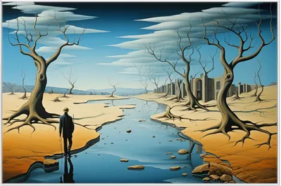 Produktbild von Wallario Wandbild Fluss der Zeit, Größe: 61 x 91,50 cm, Poster mit weißem Aluminiumrahmen