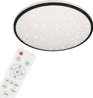 Produktbild von BRILONER SKIZO LED Deckenleuchte, Fernbedienung, Dimmbar, Sternendekor, CCT Farbtemperatursteuerung, schwarz, 49 x 9,5 cm