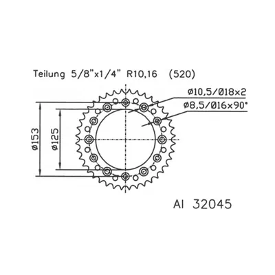 Produktbild von Esjot Kettenrad 520 51Z Alu Silber