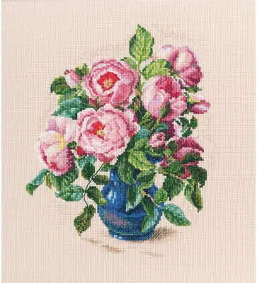 Immagine prodotto di RTO Set per punto croce "Delicati boccioli di rosa" M720, schema contato, 20,5x25,5 cm