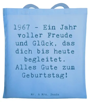 Produktbild von Mr. & Mrs. Panda Tote Bag Spruch 1967 Geburtstag Freude - Sky Blue - Geschenk, Besonderes, Tasche, Geburtstagsgeschenk, Glückwunsch, Happy Birthday, Einkaufstasche, Alter