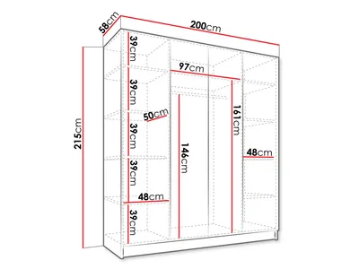 Obrázok produktu pre Veľká šatníková skriňa 200 cm TOSIA 1 - kašmír / zlatá