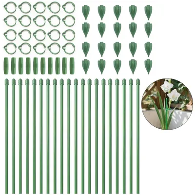 Produktbild von 10 Stück Pflanzenstäbe 32,6 cm mit Clips, verstellbare Pflanzenstützen für Zimmerpflanzen, Monstera, Tomaten, Orchideen