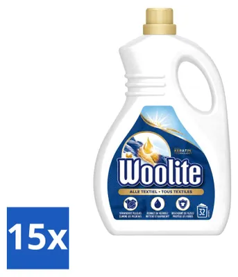 Produktbild von 15 x Woolite Textile Flüssigwaschmittel mit Keratin - 1,9 l - Vorteilspackung - 15 Stücke