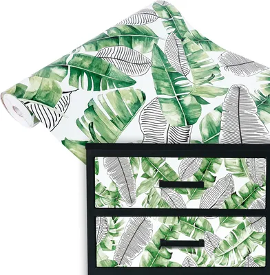 Produktbild von Klebefolie Möbel 45x100 cm - Exotische Blätter - Möbelfolie selbstklebend in Deko-Stil - Folie für Möbel zur einfachen Renovierung von Türen, Tischen und Regalen - Klebefolie dekorativ und abwaschbar