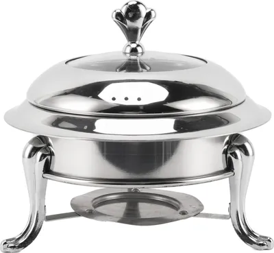 Obrázok produktu pre Chafing Dish Buffet Set Round Buffet Warmer s vekom z nehrdzavejúcej ocele Palivo vykurovanie Prenosný cateringový server pre svadobné bankety 22 cm / 8,7 palca