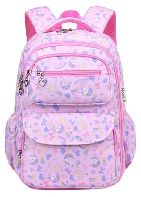 Immagine prodotto di Zaino per bambine, scuola elementare, rosa, unicorno, leggero, impermeabile